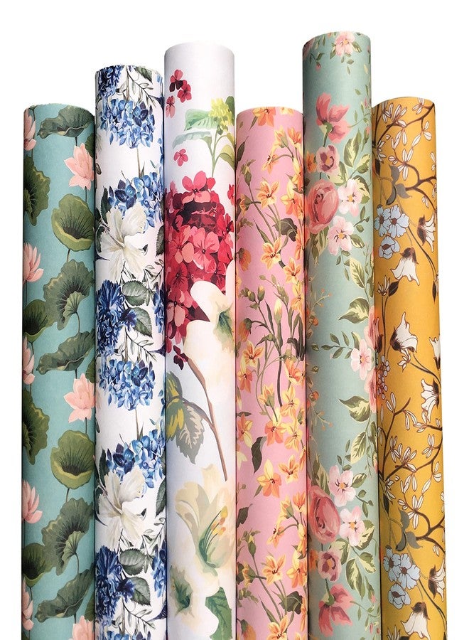 Aakar Pack of 6 Multicolor Floral Gift Wrapping Paper Sheets | 29 x 19 Inches | Matt Finish | 90 GSM Sheets | Ideal for Home Decor, Birthday, Wedding, Anniversary, Christmas & Festive Occasions (Florals) - Image 1